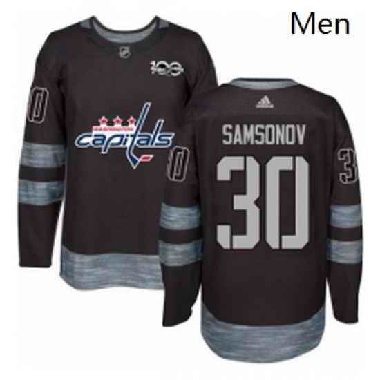 Mens Adidas Washington Capitals 30 Ilya Samsonov Authentic Black 1917 2017 100th Anniversary NHL Jersey